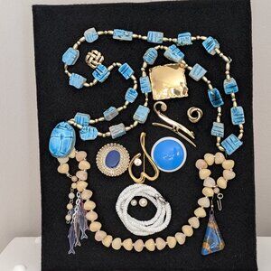 FREIDA - Resting Gem Face Handmade Upcycled Jewellery Portrait Art - Piece 1